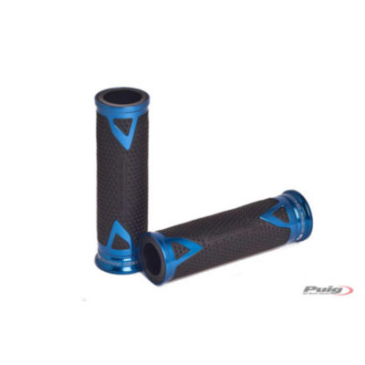 Prs poignées Puig Radikal, gomme/alu bleu L:119mm