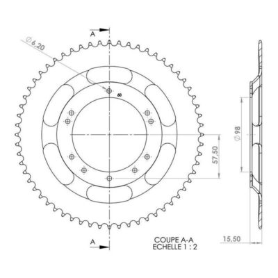 Couronne Peugeot 103, Grimeca 54 dents 10 trous (d:98)