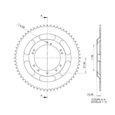 Couronne Peugeot 103, Grimeca 60 dents 10 trous (d:98)
