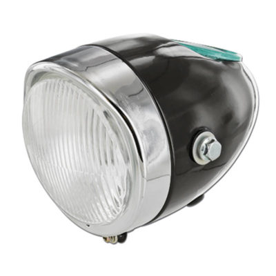 Phare oeuf rond Ø103mm noir-chromé fixation latérale univers.