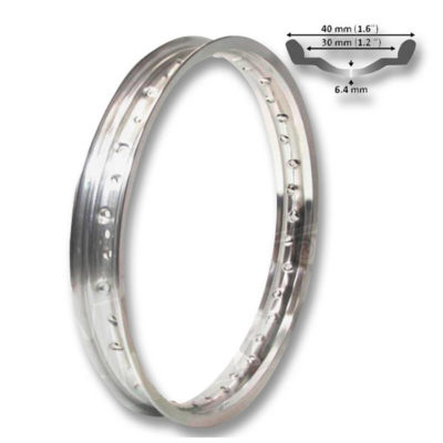 Jante 17x1.2 pouces (45.5mm) 36 trous à 5.4mm, chromée