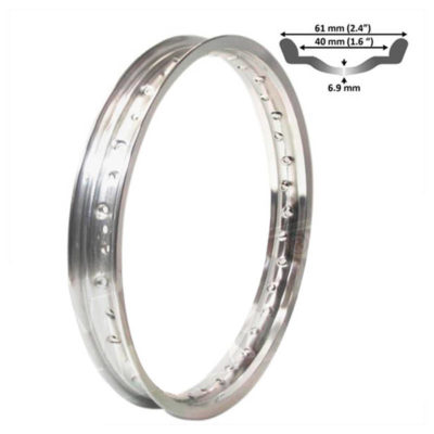 Jante 21x1.6 pouces (60mm) 36 trous à 7.0mm, chromée