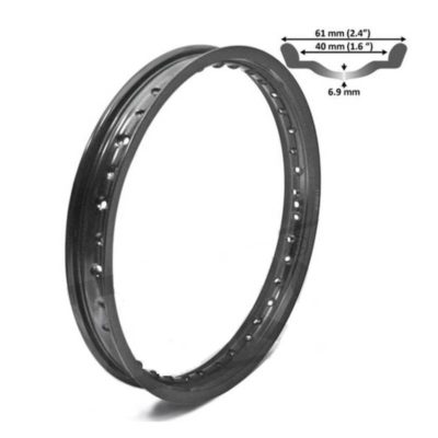 Jante 16x1.6 pouces (57mm) 36 trous à 7.0mm, noire