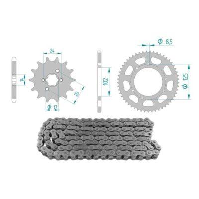 Kit chaîne 15 x 53 / 420 sans O-Ring (K2860) acier