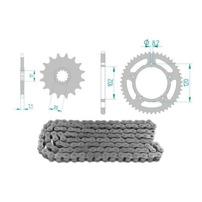 Kit chaîne 12 x 47 / 420 sans O-Ring (K1359) acier