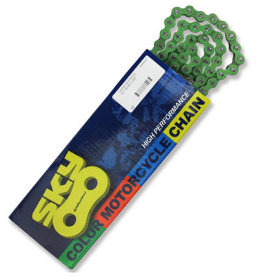 Chaîne 420 SARKANY 420 134L, renforcée, sans O-Ring, vert foncé
