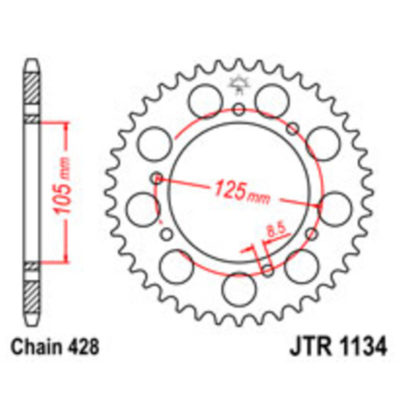 Couronne alu 428 / 56 dents