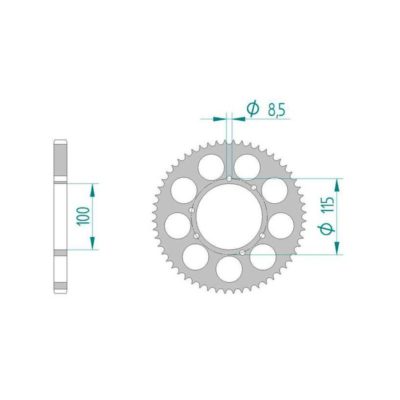 Couronne 420/58Z alu argentin Fantic TX 180 / TL 50 -> 2017