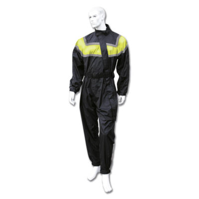 Combinaison pluie noir-jaune-silver réfléchissante XXL