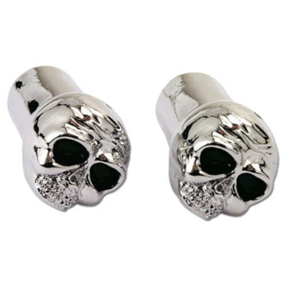 Prs bouchons valve crâne chromé (2 pièces) PRIX NET