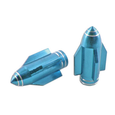 Prs bouchons valve obus bleu anodisé (2 pièce)