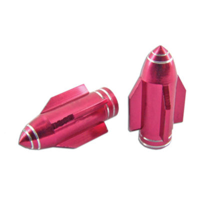 Prs bouchons valve obus rouge anodisé (2 pièce)