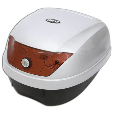 Top Case SHIN YO ROME 28l noir/argenté, rouge, support incl.