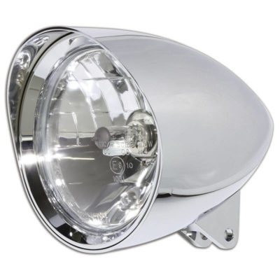 Phare avant HIGHSIDER CLASSIC 1, 157mm, chromé, visière E-Hom