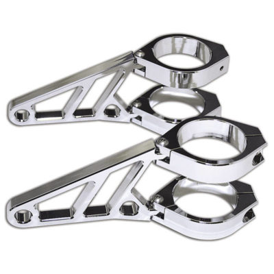 Support de phare HIGHSIDER CNC alu, court, chromé Ø38-41mm