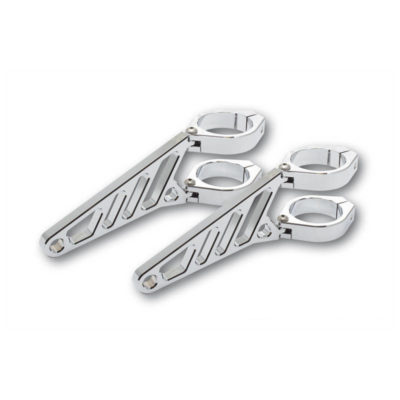 Support de phare HIGHSIDER CNC alu, long, chromé Ø35-37mm