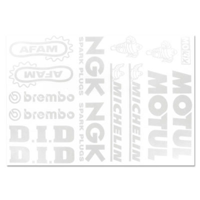 Autocollants sponsorkit NGK, AFAM, MOTUL, MICHELIN, BREMBO gris