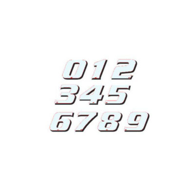 Autocollant dossard 5, taille 115mm, blanc