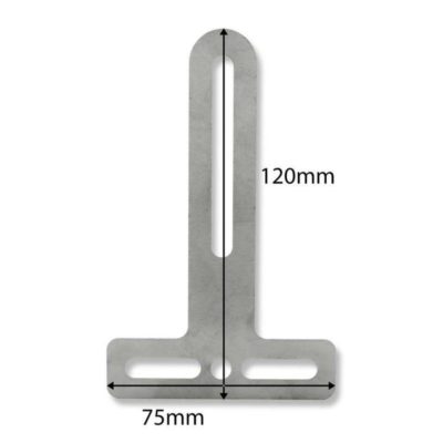 Support T pour catadioptre inox 120x75x2mm