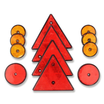 Set de réflecteurs ronds et triangulaires, rouge, orange CE (de