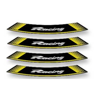 Autocollant pour jante Racing jaune-noir (8 pcs)