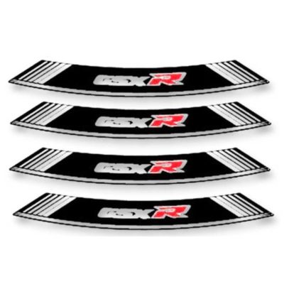 Autocollant pour jante GSX-R blanc-rouge-noir (8 pcs)