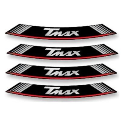 Autocollant pour jante T-MAX  blanc-rouge-noir (8 pcs)