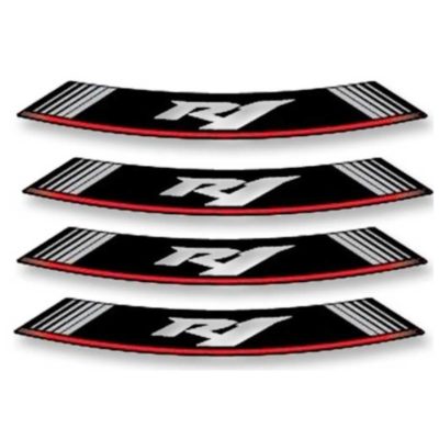 Autocollant pour jante R1 blanc-rouge-noir (8 pcs)
