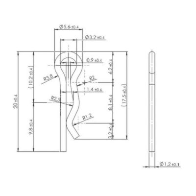 Goupille A2 l: 20mm, épaisseur de matériau 1.2mm, 10pcs