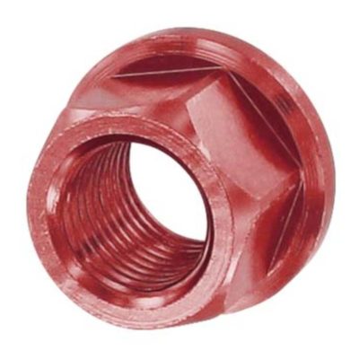 Écrou axe de roue M12x1.25mm alu rouge (1 pcs)