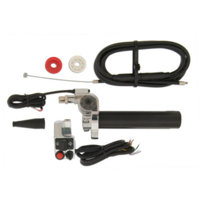 Poignée de gas court+commutateur chromé