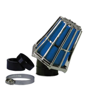 Filtre à air TNT (Ø 28-35mm) chromé-bleu 45°