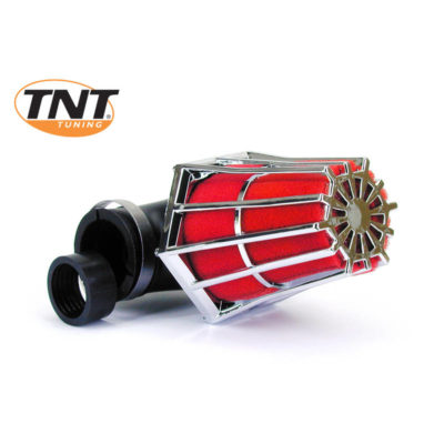 Filtre à air TNT (Ø 28-35mm) chromé-rouge 90°