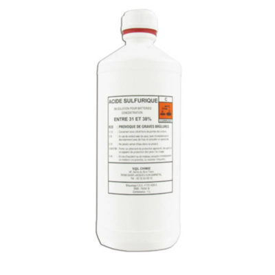 Bidon acide batterie 1L 37,4% (électrolyte)