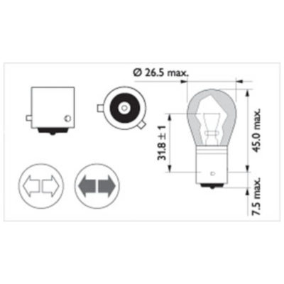 Ampoule BAU15s 12V 21W Philips orange