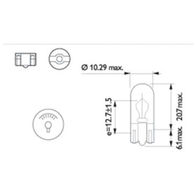 Ampoule socle en verre T10 12V 3W Philips