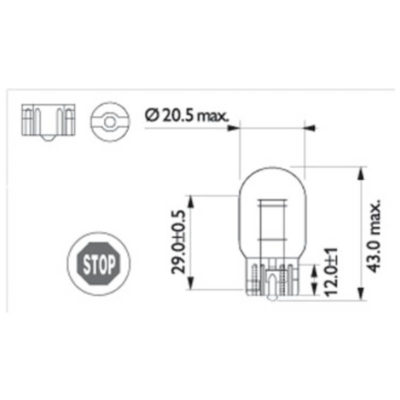 Ampoule socle en verre T16 12V 21/5W Philips