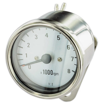 Compte-tours Ø60 manuel chromé-blanc Cafe Racer