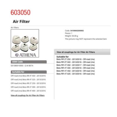 Filtre à air Athena Beta