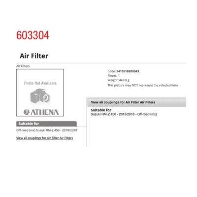 Filtre à air Athena Suzuki RM-Z 250 2019 -> / RM-Z 450 2018 ->