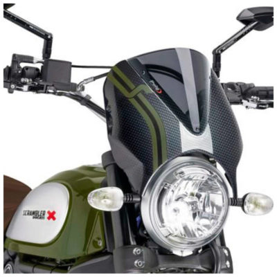 Pare brise Puig rétro carbone/fumé, vert, rouge Ducati Scrambler