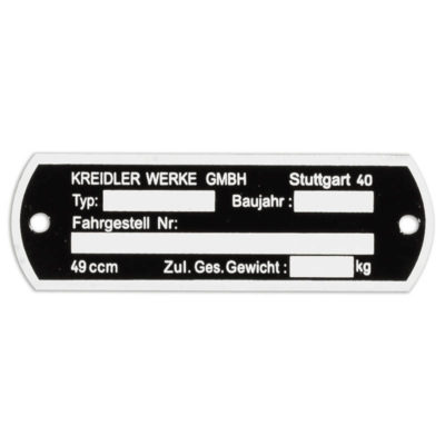 Plaquette type Kreidler Werke 80x26mm