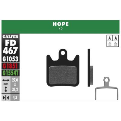 Plaquettes de frein vélo Galfer Bike pro (HOPE)