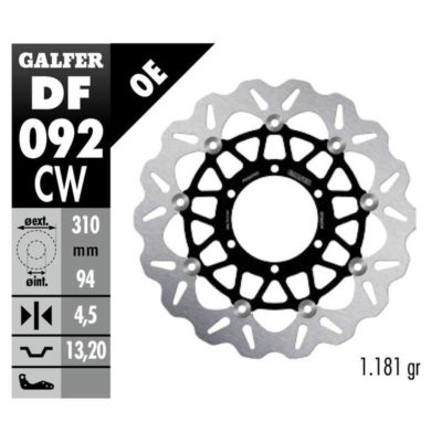 Disque de freins Galfer DF092CW 310/94/4.5mm Honda CBR 250 RR AB
