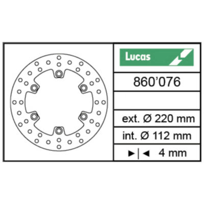 Disque de frein Lucas (MST 351) 220/112/4mm