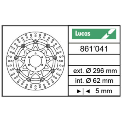 Disque de frein Lucas (MSW 236) 296/62/5mm flottant