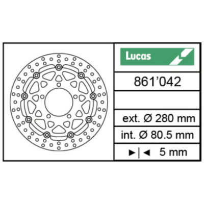 Disque de frein Lucas (MSW 238) 280/80,5/5mm flottant