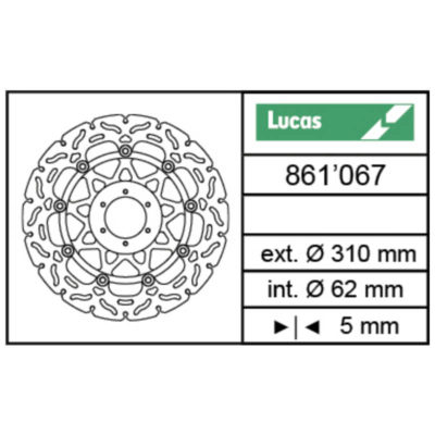 Disque de frein Lucas (MSW 258 RAC) 310/62/5mm flottant