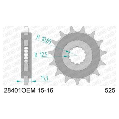 Pignon AFAM 525/15D avec gomme
