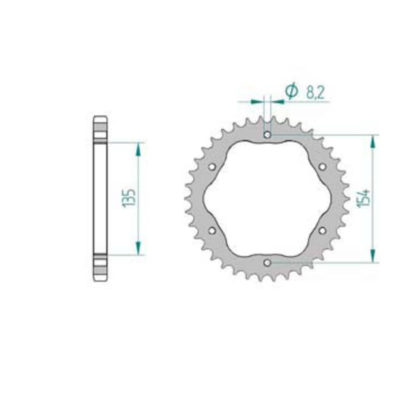 Couronne Ducati alu adaptateur JT760 525/43D noire laquée